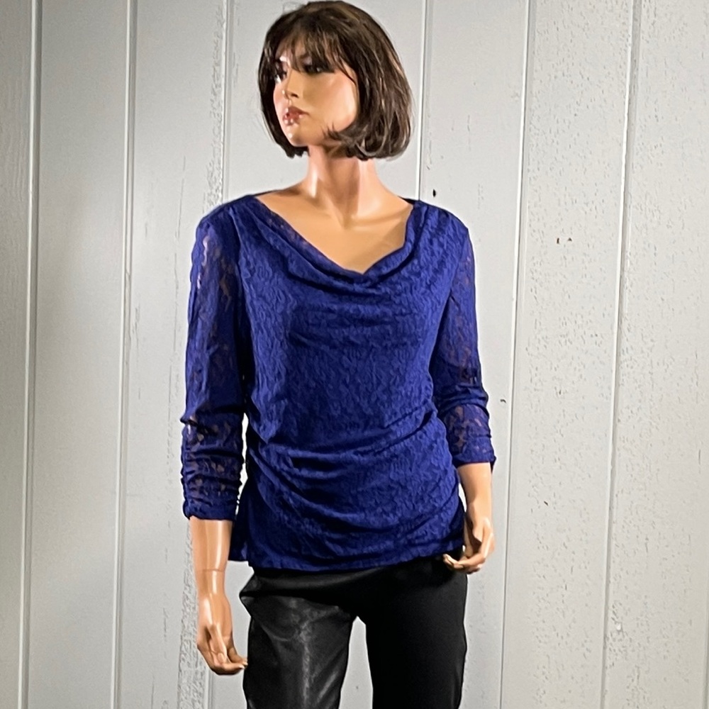 *Style & Co Women’s Royal Blue Drapes Top Sz PL